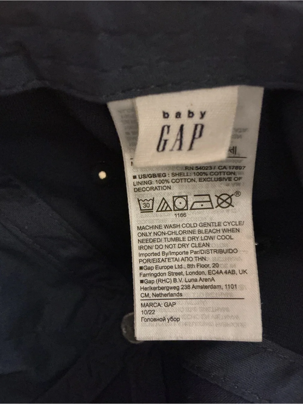 GAP Kids Dark Blue Embroidered Logo Baseball Cap